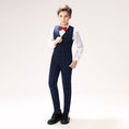 Cargar la imagen en la vista de la galería, Blue Plaid Elegant 5 Piece Boys Suits
