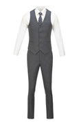 Cargar la imagen en la vista de la galería, Grey Plaid Men's 3 Piece Slim Fit Suit for Party, Wedding and Business
