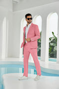 Cargar la imagen en la vista de la galería, Seersucker Striped Blazer Pants 2 Piece Men's Summer Suit
