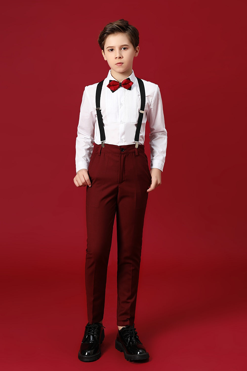 Burgundy Formal School 5 Piece Boys Suits