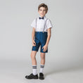 Cargar la imagen en la vista de la galería, Blue 4 Piece Kids Boys' Formal Party Summer Suits Set With Suspenders
