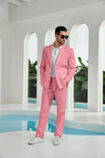 Charger l'image dans la visionneuse de la galerie, Seersucker Double Breasted Blazer Pants 2 Piece Men's Summer Suit
