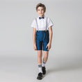 Load image into Gallery viewer, Blue 4 Piece Kids Boys' Formal Party Summer Suits Set With Suspenders
