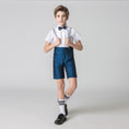 Cargar la imagen en la vista de la galería, Blue 4 Piece Kids Boys' Formal Party Summer Suits Set With Suspenders
