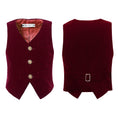 Cargar la imagen en la vista de la galería, Burgundy Velvet 3 Piece Boy's Formal Boys Suits With Jacket Vest Pants
