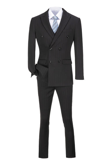 Black Stripe Men's 3 Piece Set for Party, Wedding and Business
