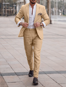 Men's Linen Suits Beach Wedding Summer Suits Single Breasted 2 Piece Suits 2024