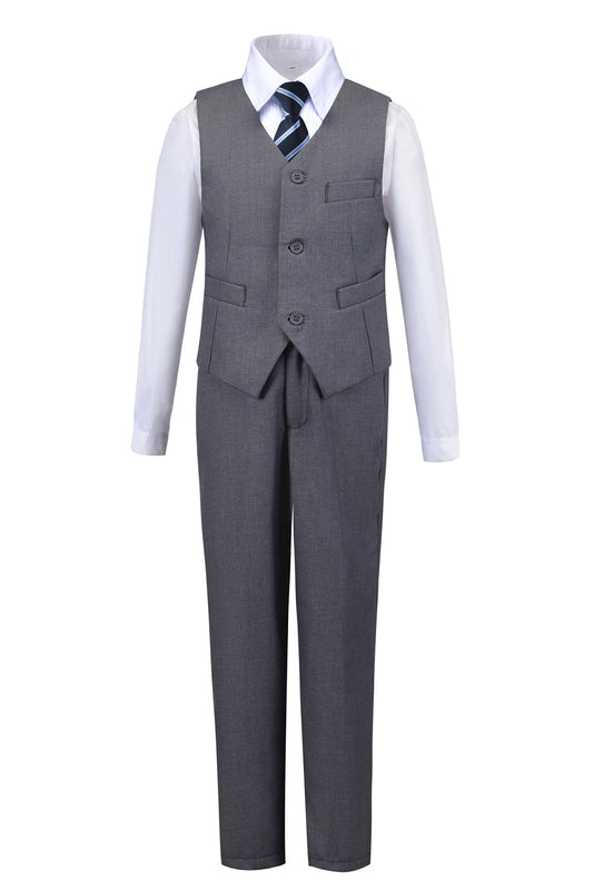 Grey 2 Piece Kids Boys' Vest and Pants Dress Suits Set