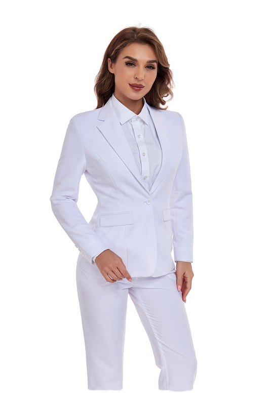 White Women's 2 Piece Office Work Suit Set