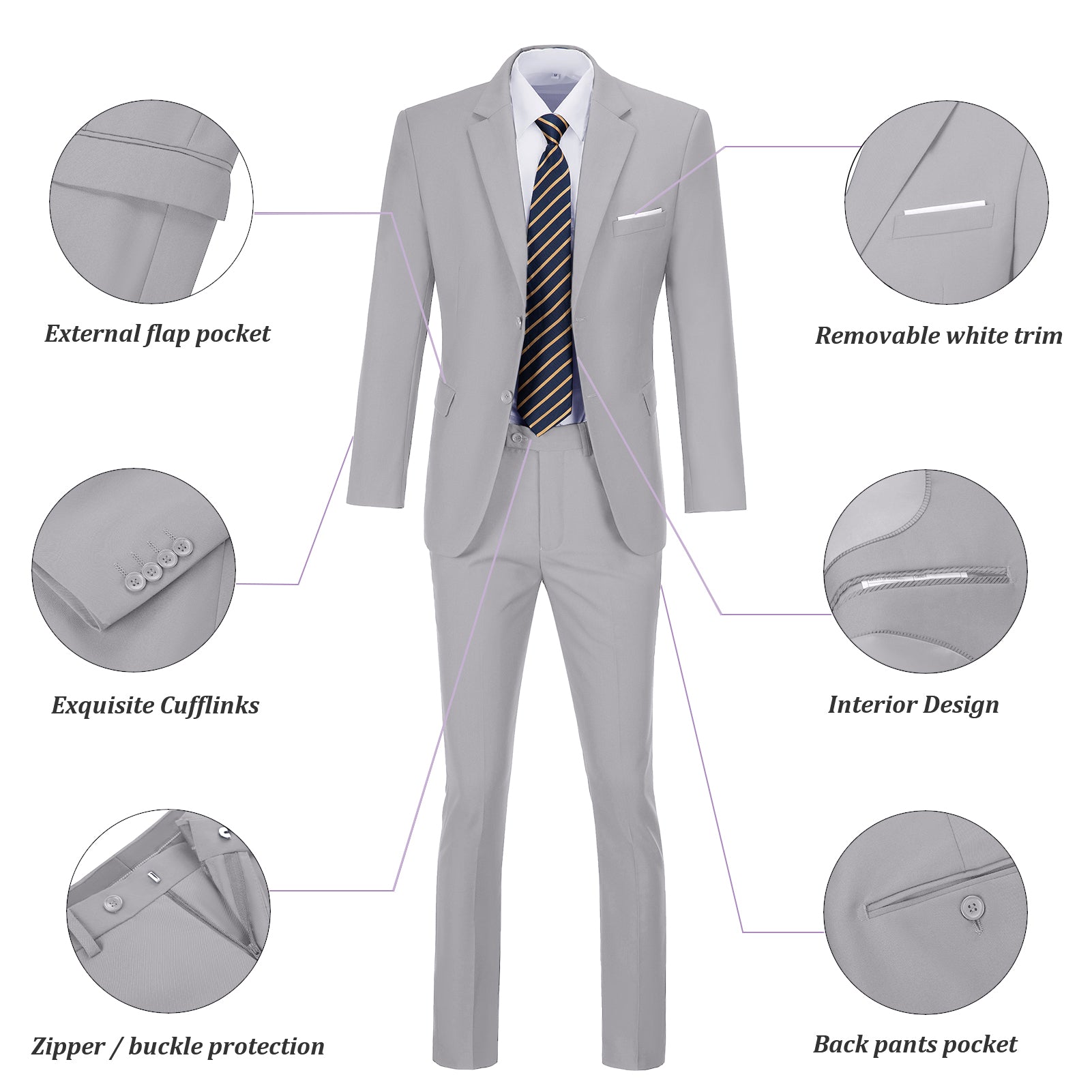 Two Button Wedding 2 Pieces Men's Suits Jacket+Pants