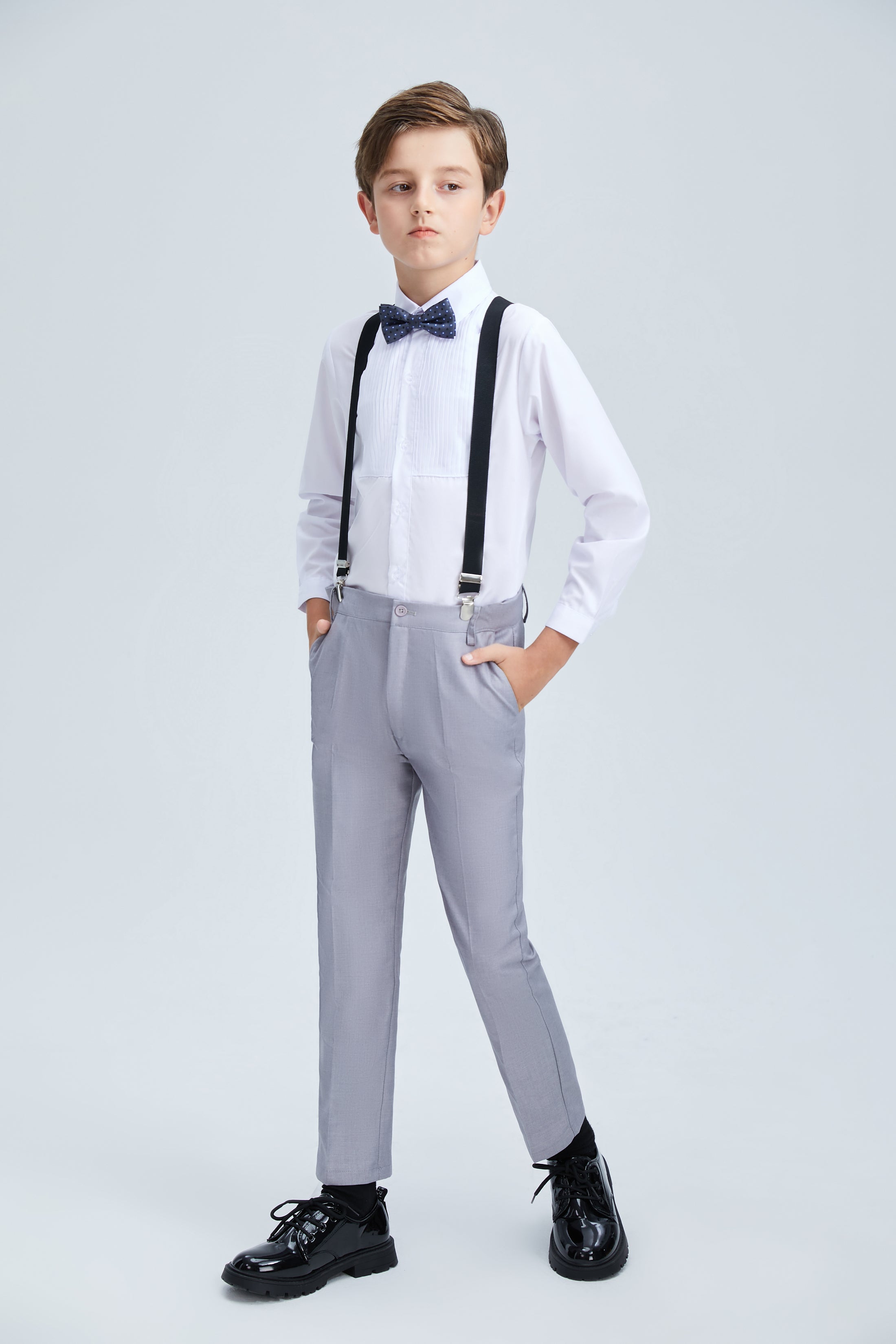 Light Grey Formal Classic Suits Set 5 Piece Boys Suits