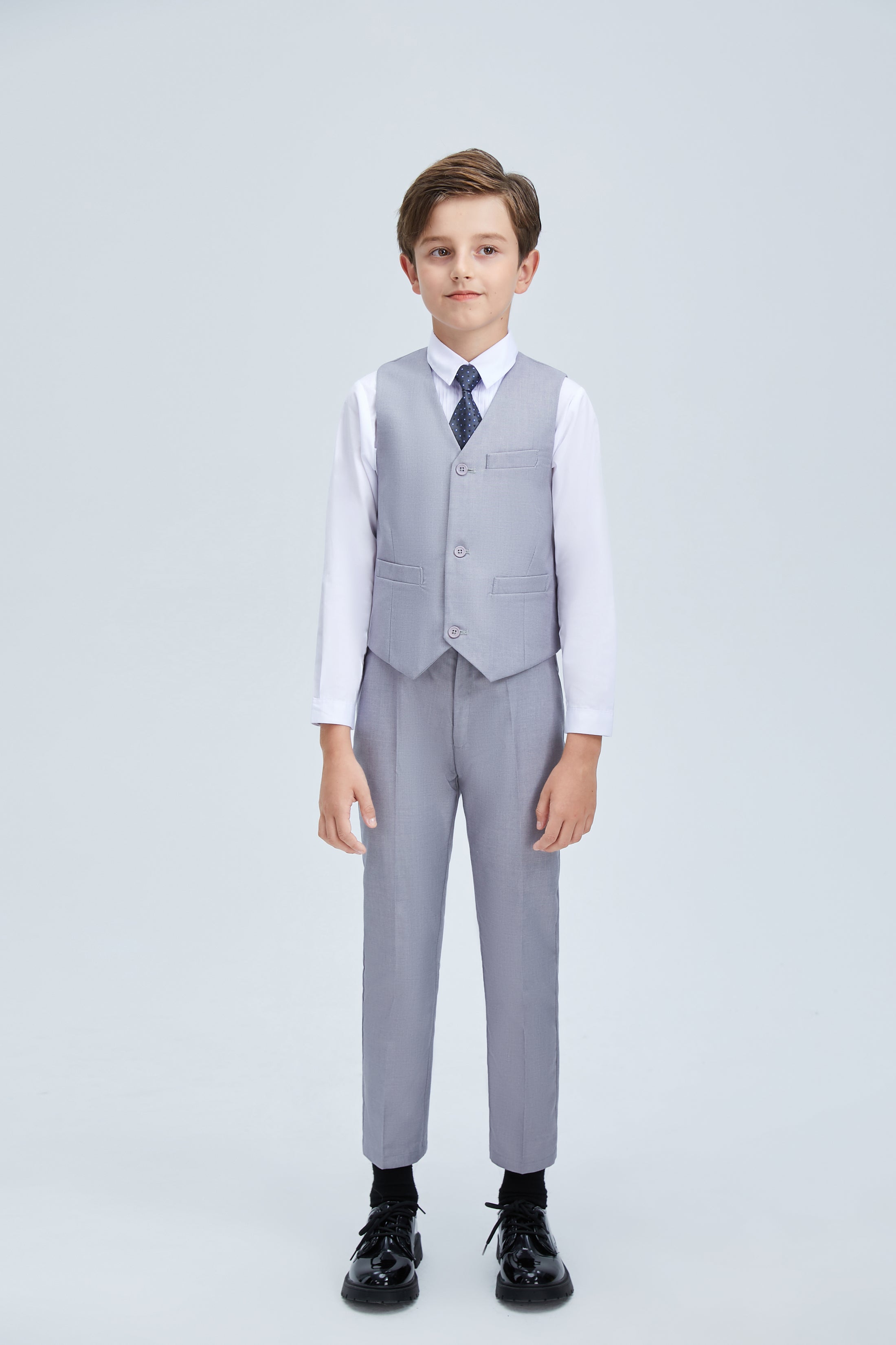 Light Grey Formal Classic Suits Set 5 Piece Boys Suits