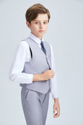 Cargar la imagen en la vista de la galería, Light Grey Classic 4 Piece Boy's Formal Suits With Vest+Pants+Shirt+Tie
