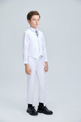 Cargar la imagen en la vista de la galería, White Slim 4 Piece Boy's Formal Suits With Vest+Pants+Shirt+Tie
