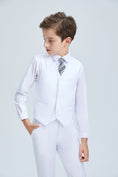 Charger l'image dans la visionneuse de la galerie, White Slim 4 Piece Boy's Formal Suits With Vest+Pants+Shirt+Tie
