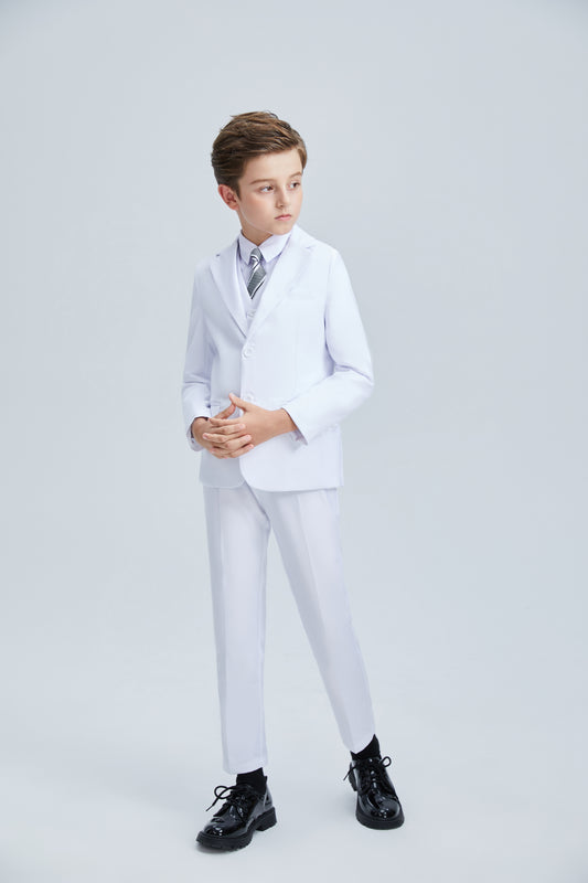 White Tuxedo 5 Piece Boys Suits