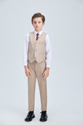 Cargar la imagen en la vista de la galería, Champagne Classic 4 Piece Boys Suits With Vest+Pants+Shirt+Tie
