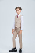 Cargar la imagen en la vista de la galería, Champagne Classic 4 Piece Boys Suits With Vest+Pants+Shirt+Tie
