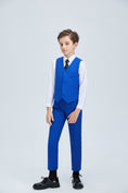 Charger l'image dans la visionneuse de la galerie, Royal Blue Fit Slim 4 Piece Boy's Formal Suits With Vest+Pants+Shirt+Tie
