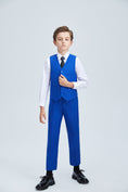 Cargar la imagen en la vista de la galería, Royal Blue Fit Slim 4 Piece Boy's Formal Suits With Vest+Pants+Shirt+Tie
