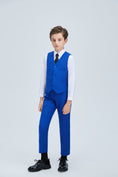 Cargar la imagen en la vista de la galería, Royal Blue Fit Slim 4 Piece Boy's Formal Suits With Vest+Pants+Shirt+Tie
