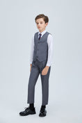 Cargar la imagen en la vista de la galería, Grey Formal Classic 4 Piece Boy's Formal Suits With Vest+Pants+Shirt+Tie
