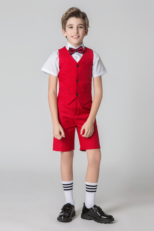 Red Outfit Summer 4 Piece Kids Boys Suit