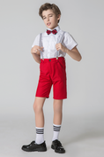 Load image into Gallery viewer, Red 4 Piece Kids Boys' Formal Party Summer Suits Set With Suspenders
