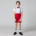 Load image into Gallery viewer, Red 4 Piece Kids Boys' Formal Party Summer Suits Set With Suspenders
