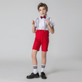 Cargar la imagen en la vista de la galería, Red 4 Piece Kids Boys' Formal Party Summer Suits Set With Suspenders
