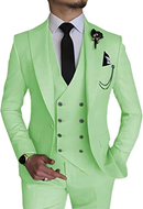 Stylish Peak Lapel Double Breasted One Button 3 Piece Men's Suit