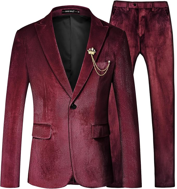 Velvet One Button Tuxedo 2 Piece Men Suits