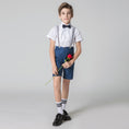 Cargar la imagen en la vista de la galería, Blue 4 Piece Kids Boys' Formal Party Dress Suits Set With Suspenders
