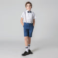 Cargar la imagen en la vista de la galería, Blue 4 Piece Kids Boys' Formal Party Dress Suits Set With Suspenders
