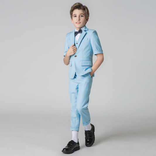 Light Blue Slim Fit Formal Party Wedding 4 Piece Suit