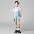 Load image into Gallery viewer, Light Blue Formal Party Summer 4 Piece Suit Set For Kids Boys' With Suspenders
