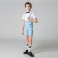 Load image into Gallery viewer, Light Blue Formal Party Summer 4 Piece Suit Set For Kids Boys' With Suspenders
