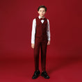 Cargar la imagen en la vista de la galería, Burgundy Custom Fit Slim 4 Piece Boy's Formal Suits With Vest+Pants+Shirt+Tie
