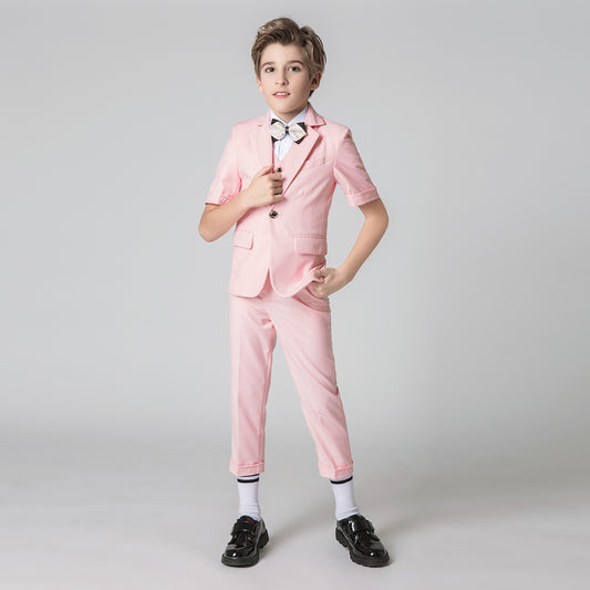 Pink Slim Fit Formal Party Wedding 4 Piece Suit