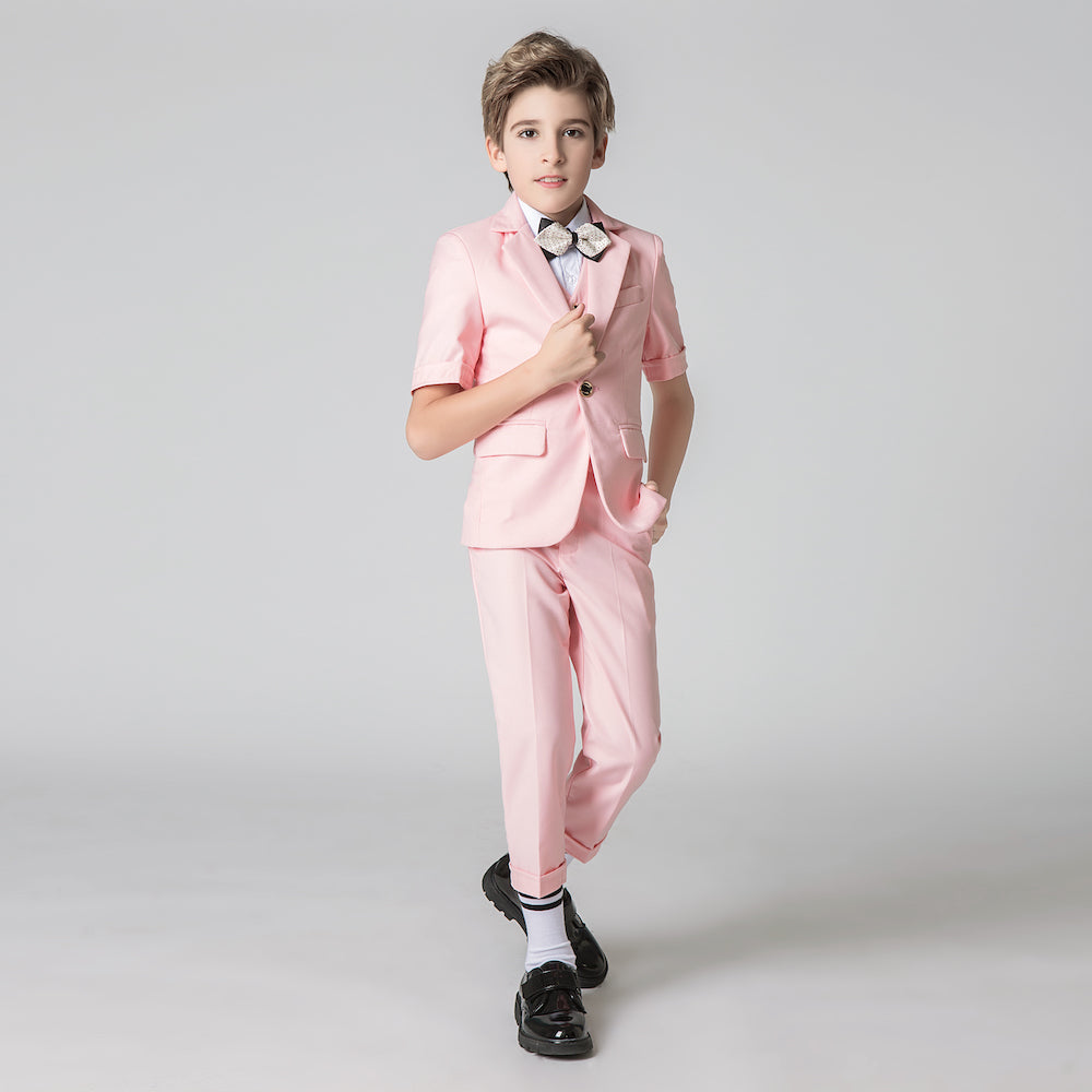 Pink Slim Fit Formal Party Wedding 4 Piece Suit