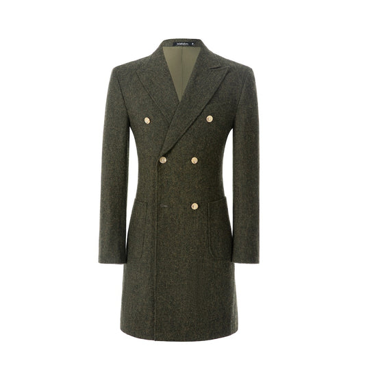 Men's Coat Winter Double Breasted Long Coat