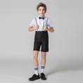 Charger l'image dans la visionneuse de la galerie, Black Red 4 Piece Kids Boys' Formal Party Summer Suits Set With Suspenders
