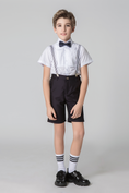 Bild in Galerie-Betrachter laden, Black Red 4 Piece Kids Boys' Formal Party Summer Suits Set With Suspenders
