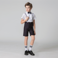 Bild in Galerie-Betrachter laden, Black Red 4 Piece Kids Boys' Formal Party Summer Suits Set With Suspenders
