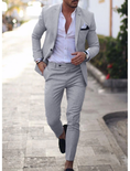 Cargar la imagen en la vista de la galería, Men's Linen Suits Summer Beach Wedding Suits 2 Piece Suits Tailored Fit 2024
