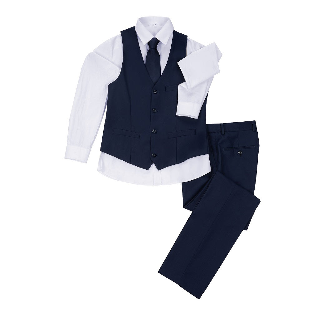 Navy Two Button Wedding 3 Pieces Slim Fit Men Suits