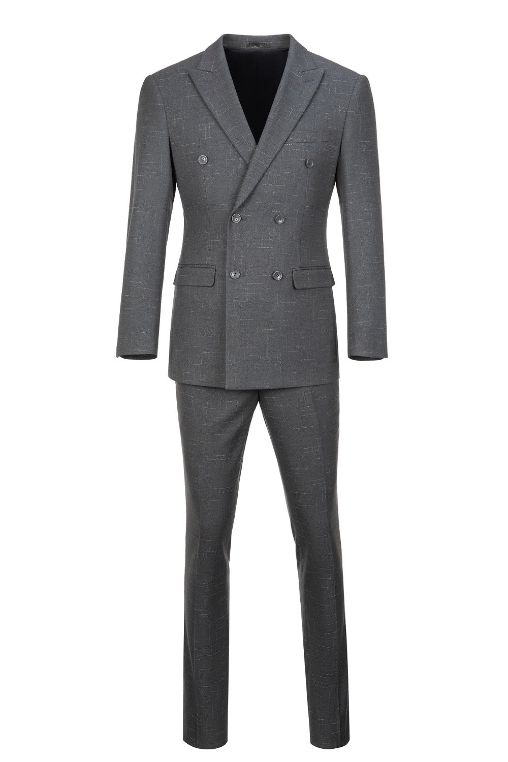 Grey Plaid Men's 3 Piece Slim Fit Suit for Party, Wedding and Business