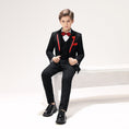 Cargar la imagen en la vista de la galería, Black Classic Suits Set 5 Piece Boys Suits
