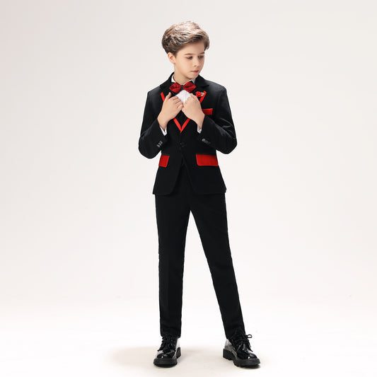 Black Classic Suits Set 5 Piece Boys Suits