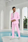 Cargar la imagen en la vista de la galería, Seersucker Double Breasted Blazer Pants 2 Piece Men's Summer Suit
